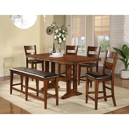 6 Piece Trestle Table, Bench and Chair Set
